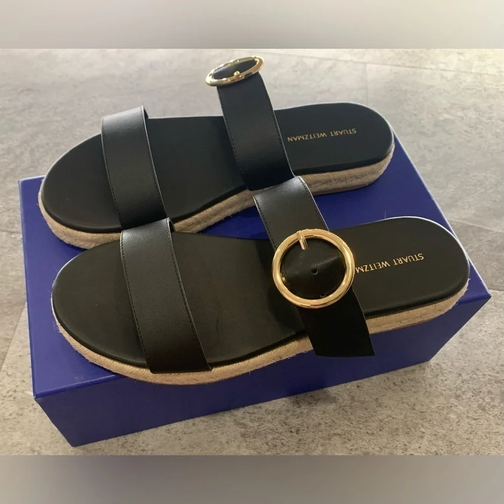 Stuart Weitzman Mykonos Two-Strap Espadrille Sandal